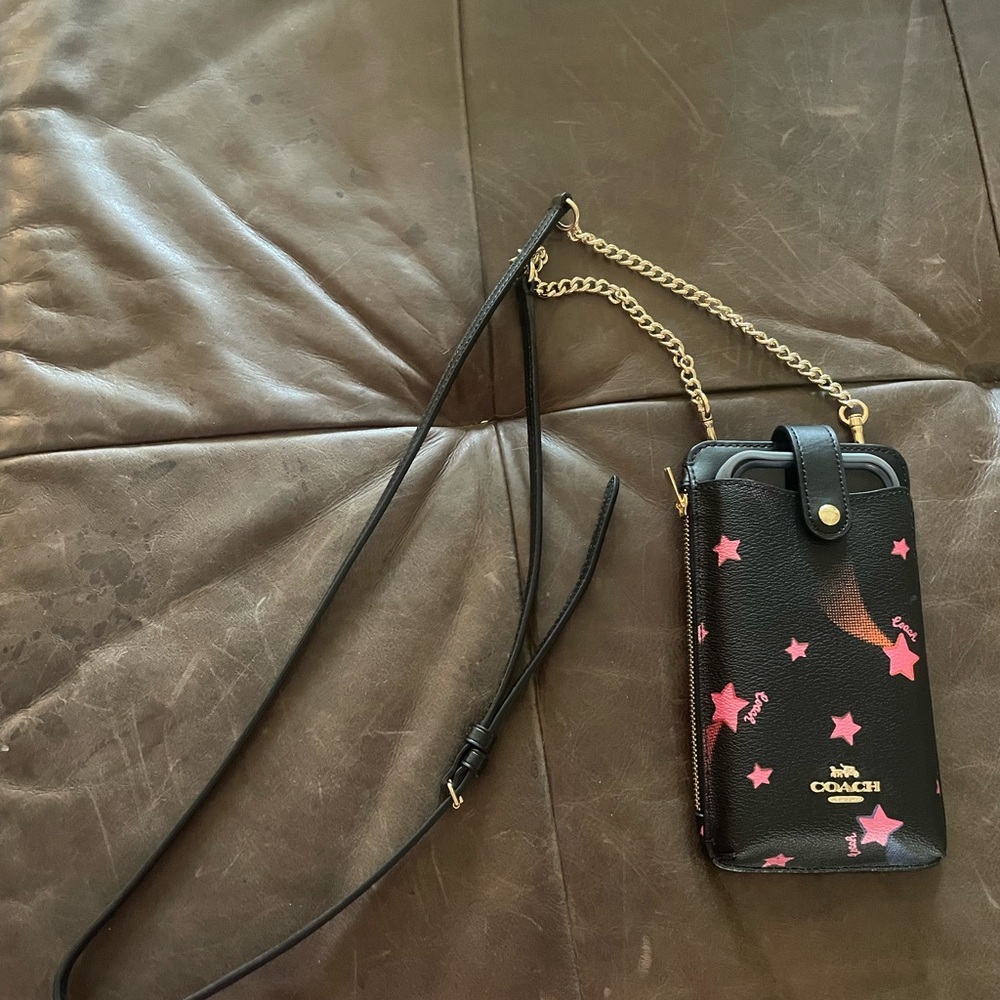 Coach Starry Black and Pink Phone Purse/Wallet